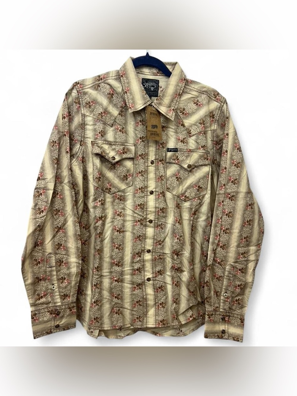 Mens Southern Thread Vintage Floral Pearl Snap Western Shirt size Small